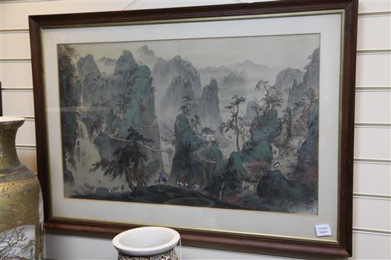 A Chinese School landscape painting on paper, early 20th century, 51 x 83.5cm